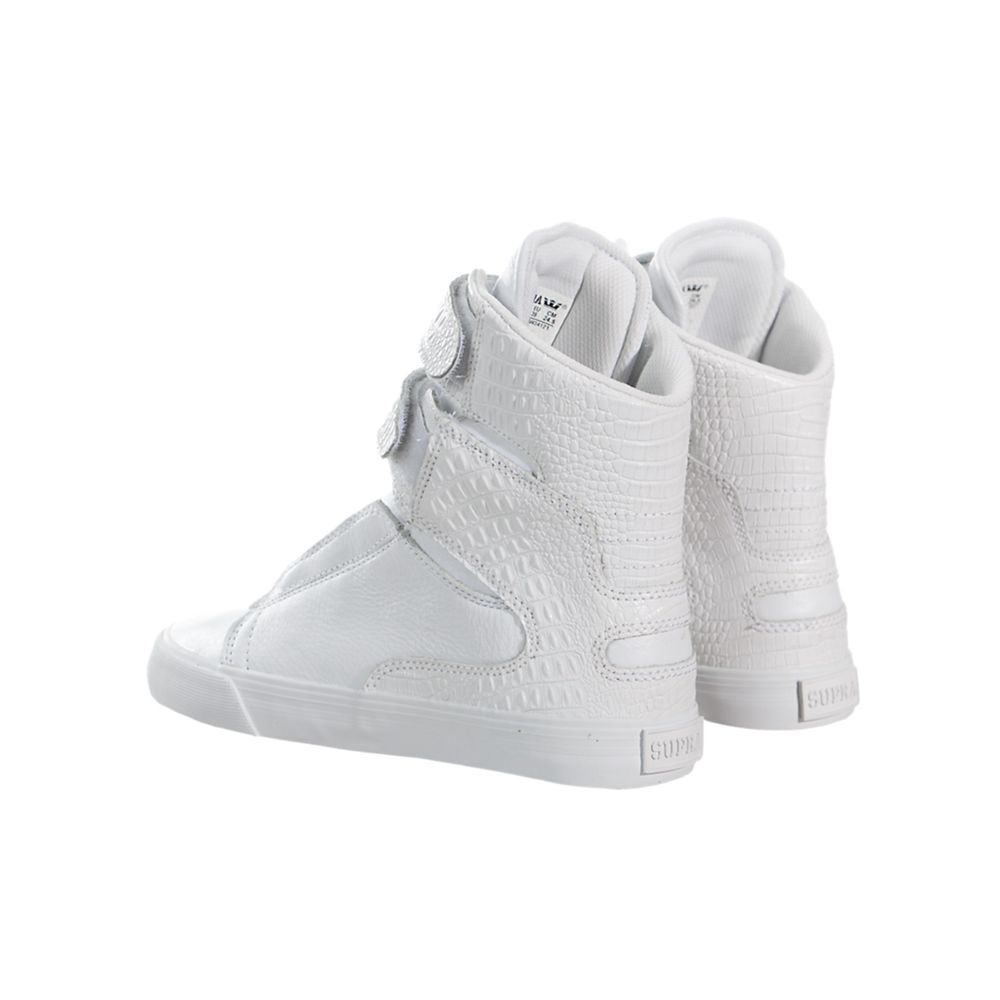 Baskets Montantes Supra Society II Blanche Grise White/White Femme | AFQ-85488450